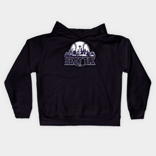 Retro Vintage Purple Seattle Baseball Cityscape Kids Hoodie